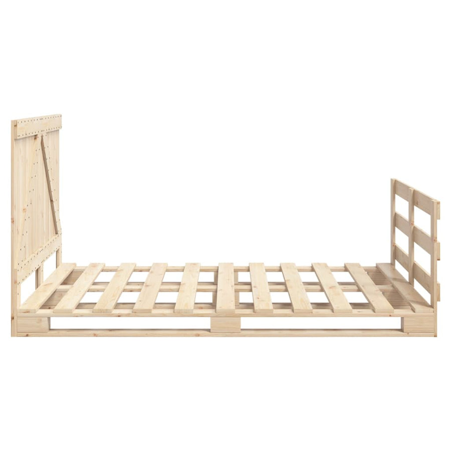 Bedframe met hoofdbord massief grenenhout wit 140x200 cm