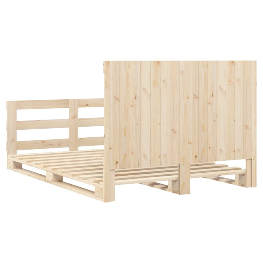 Bedframe met hoofdbord massief grenenhout wit 140x200 cm