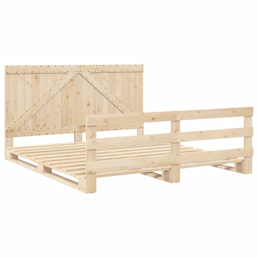 Bedframe met hoofdbord massief grenenhout 200x200 cm