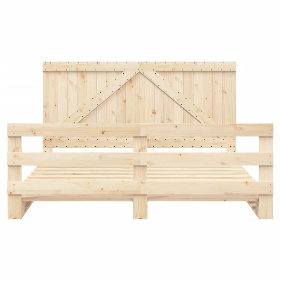 Bedframe met hoofdbord massief grenenhout 200x200 cm