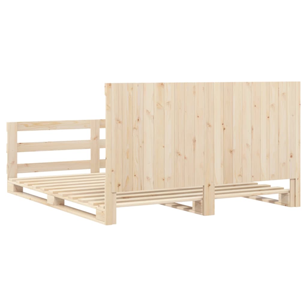 Bedframe met hoofdbord massief grenenhout 200x200 cm