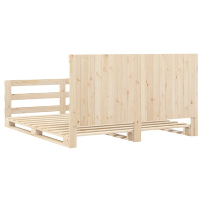 Bedframe met hoofdbord massief grenenhout 200x200 cm
