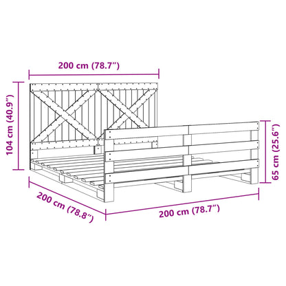 Bedframe met hoofdbord massief grenenhout 200x200 cm