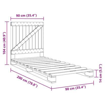 Bedframe Met Hoofdbord Massief Grenenhout Grijs 90X200 Cm