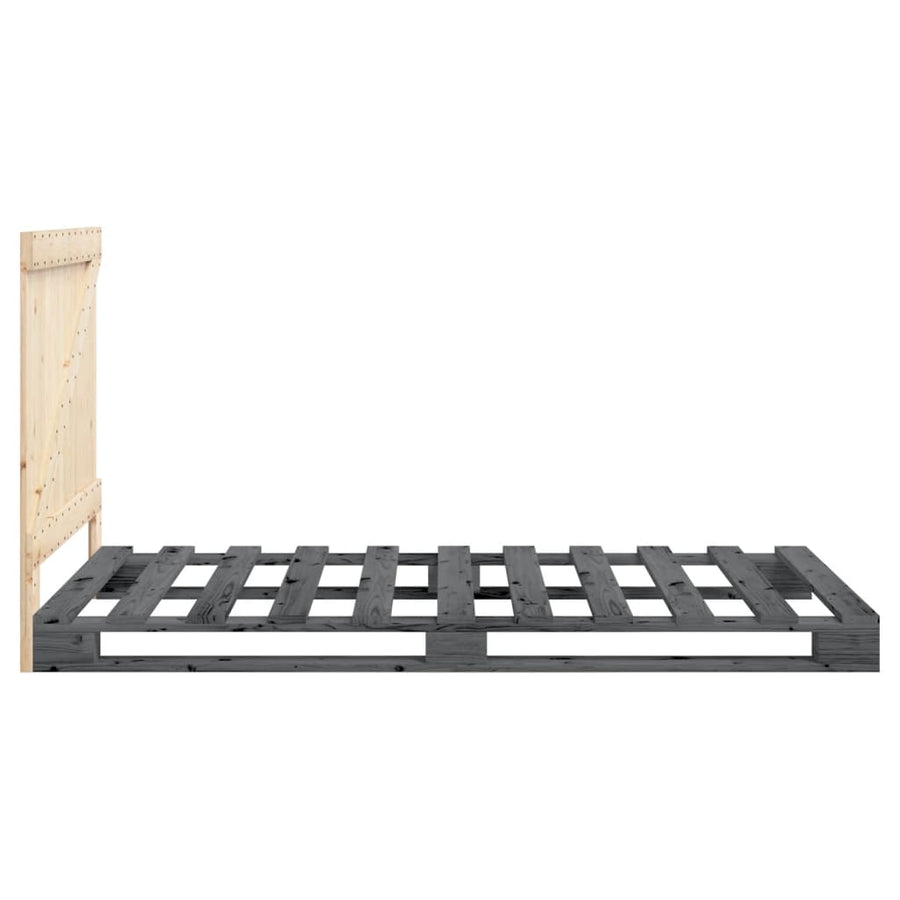 Bedframe Met Hoofdbord Massief Grenenhout Grijs 100X200 Cm Wit