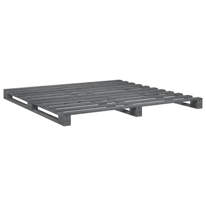 Bedframe met hoofdbord massief grenenhout grijs 200x200 cm