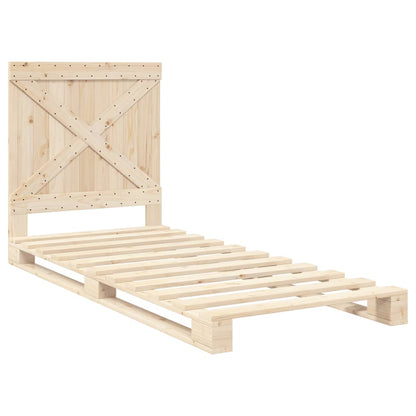 Bedframe met hoofdbord massief grenenhout 90x200 cm
