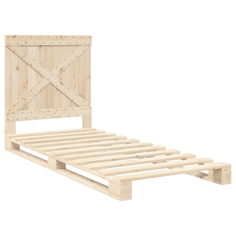 Bedframe met hoofdbord massief grenenhout 90x200 cm