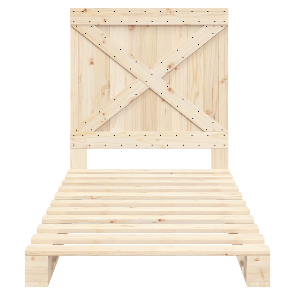 Bedframe met hoofdbord massief grenenhout 90x200 cm