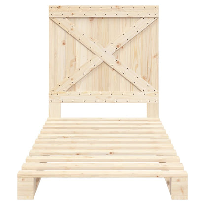 Bedframe met hoofdbord massief grenenhout 90x200 cm