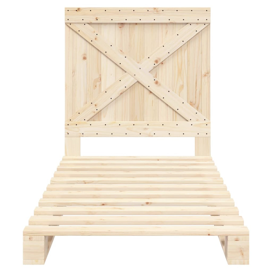 Bedframe met hoofdbord massief grenenhout 90x200 cm