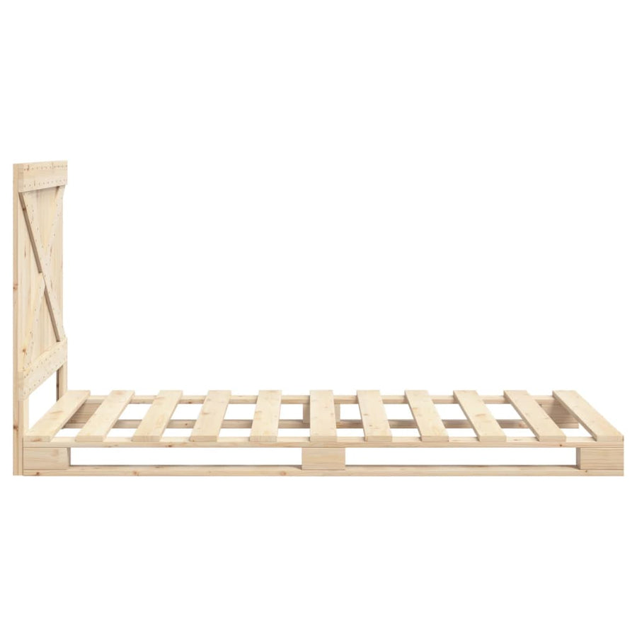Bedframe met hoofdbord massief grenenhout 90x200 cm