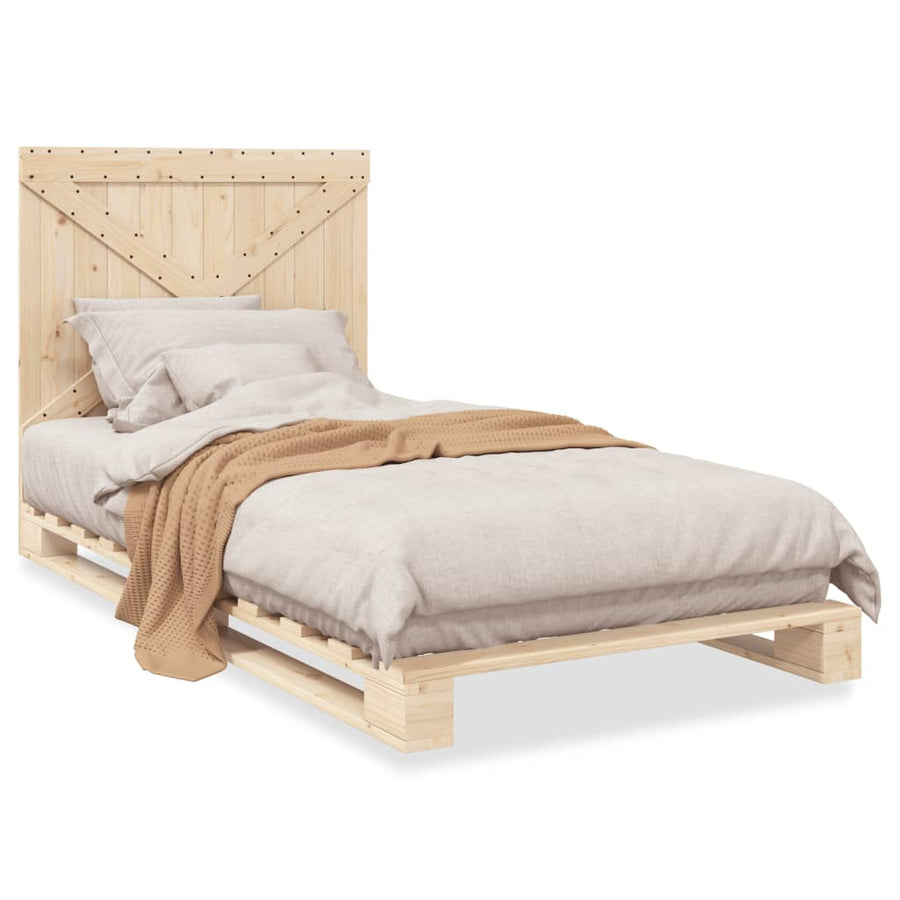 Bedframe Met Hoofdbord Massief Grenenhout 100 x 200 cm Nee Naturel