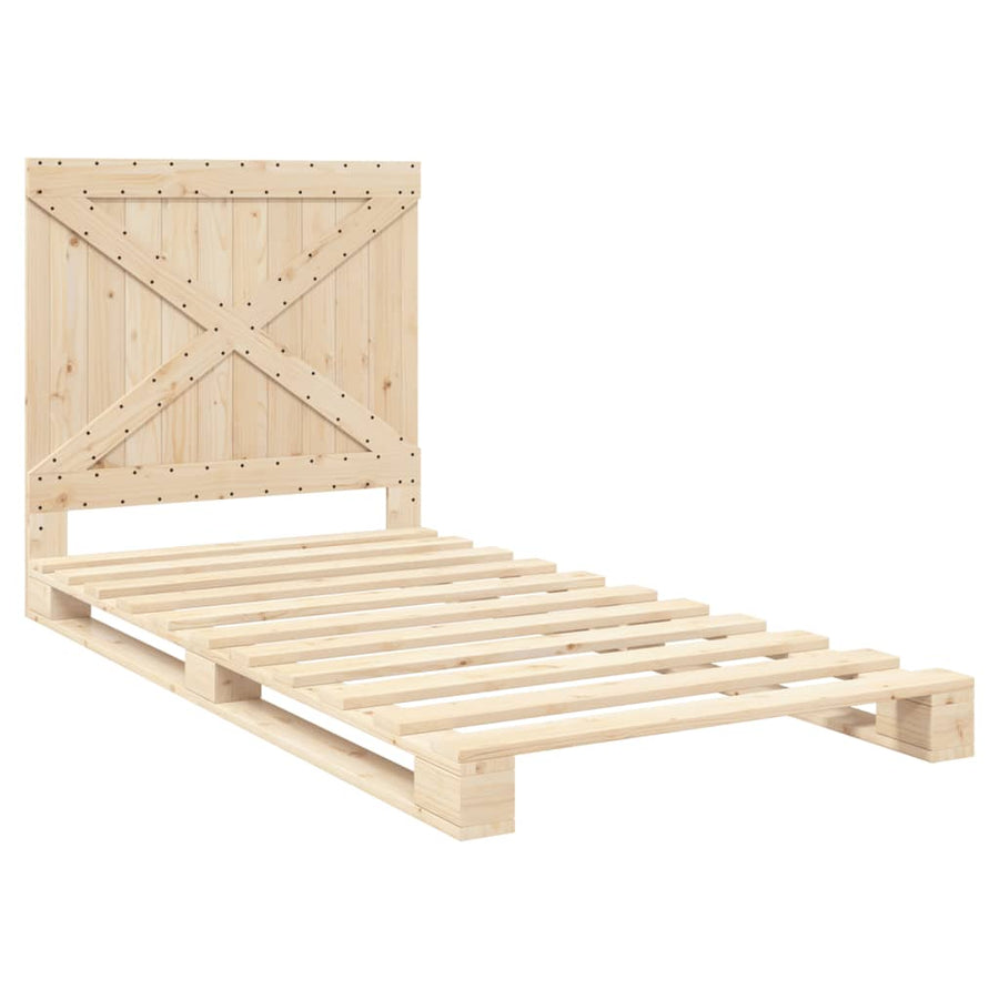 Bedframe Met Hoofdbord Massief Grenenhout 100 x 200 cm Nee Naturel