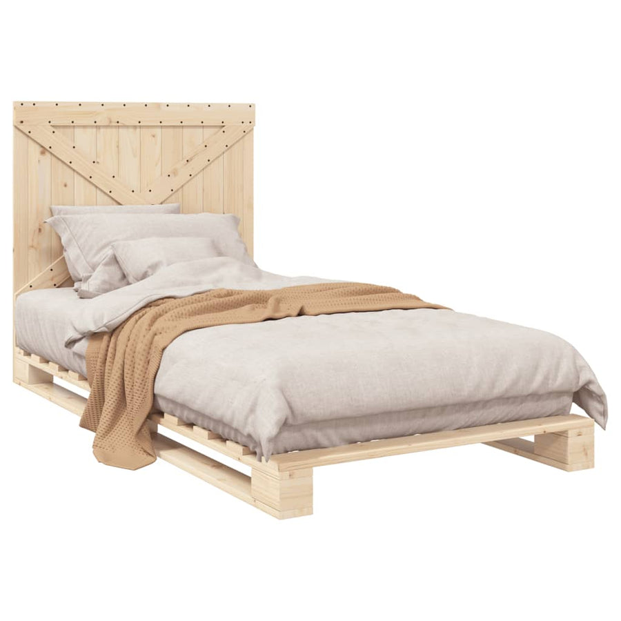 Bedframe Met Hoofdbord Massief Grenenhout 100 x 200 cm Nee Naturel