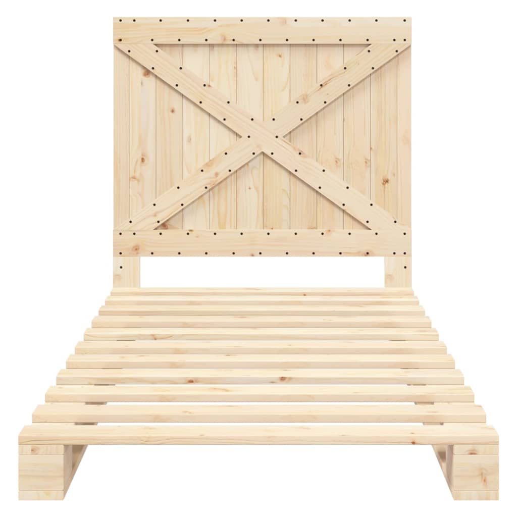 Bedframe Met Hoofdbord Massief Grenenhout 100 x 200 cm Nee Naturel