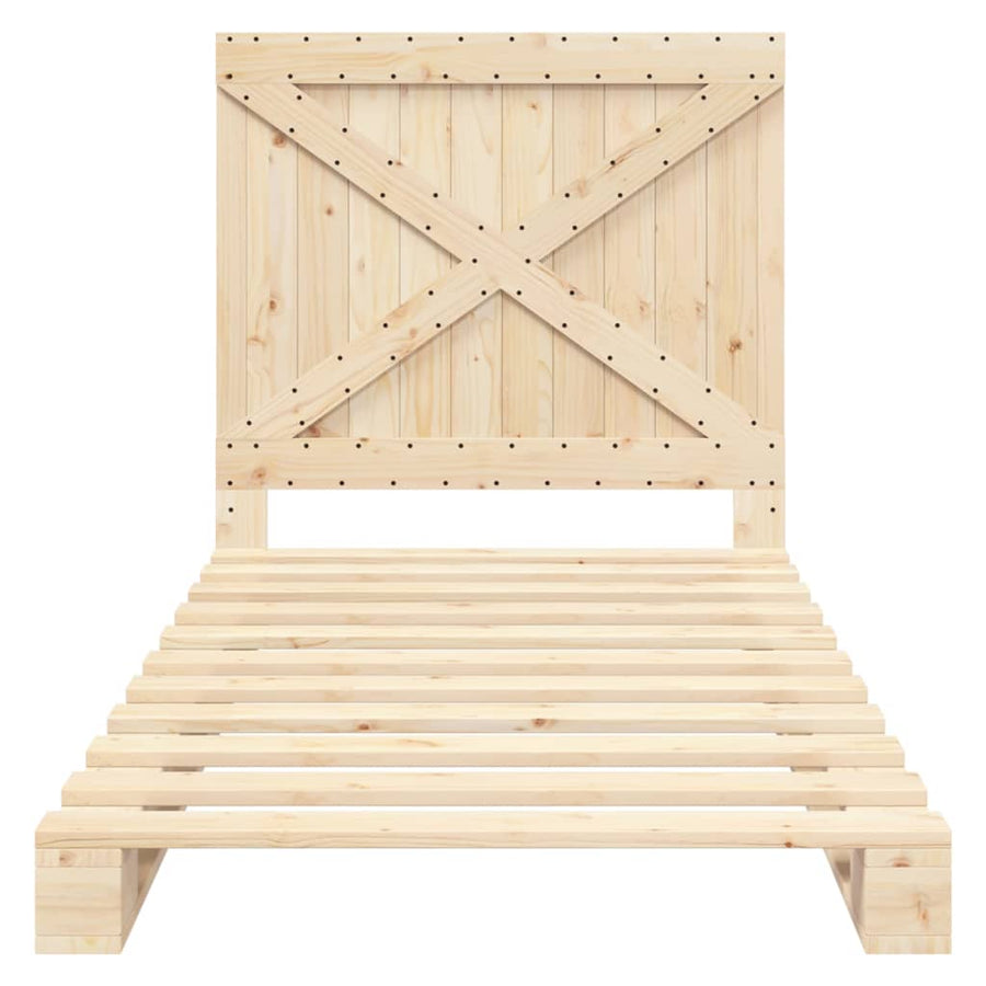 Bedframe Met Hoofdbord Massief Grenenhout 100 x 200 cm Nee Naturel