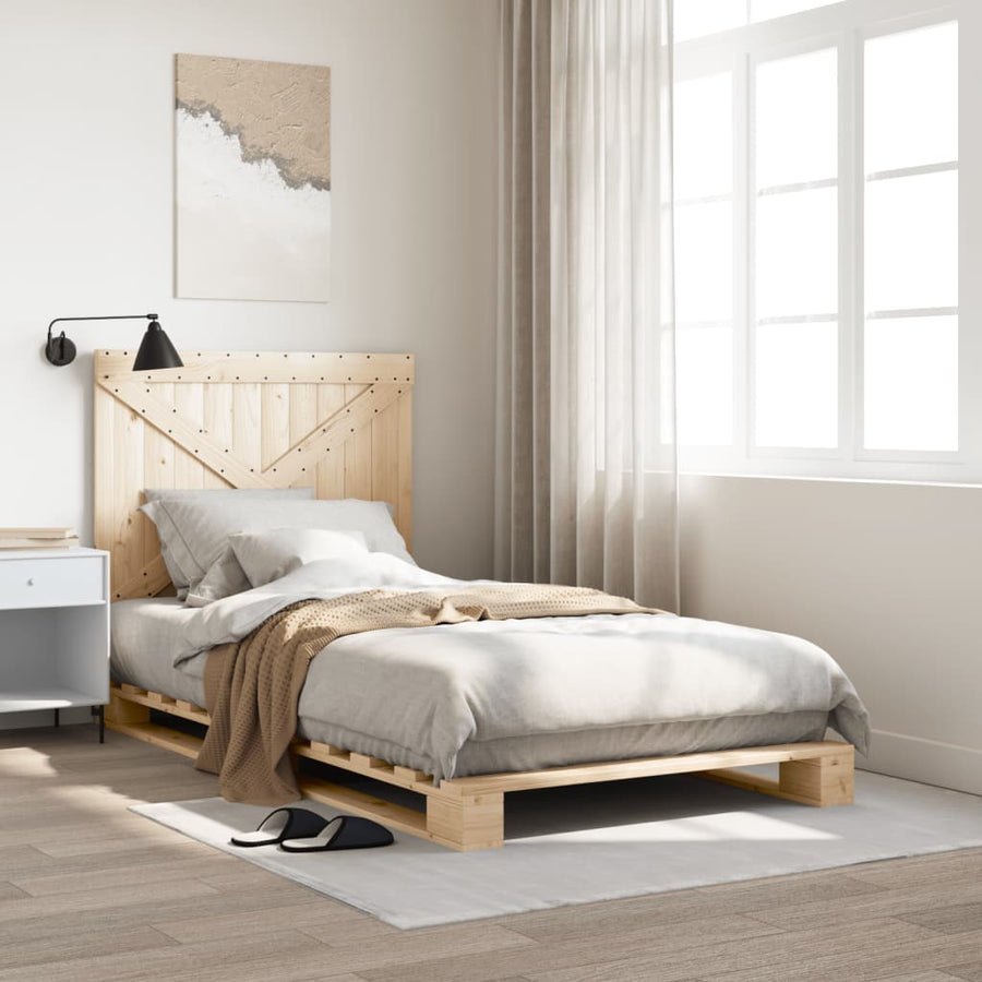 Bedframe Met Hoofdbord Massief Grenenhout 100 x 200 cm Nee Naturel