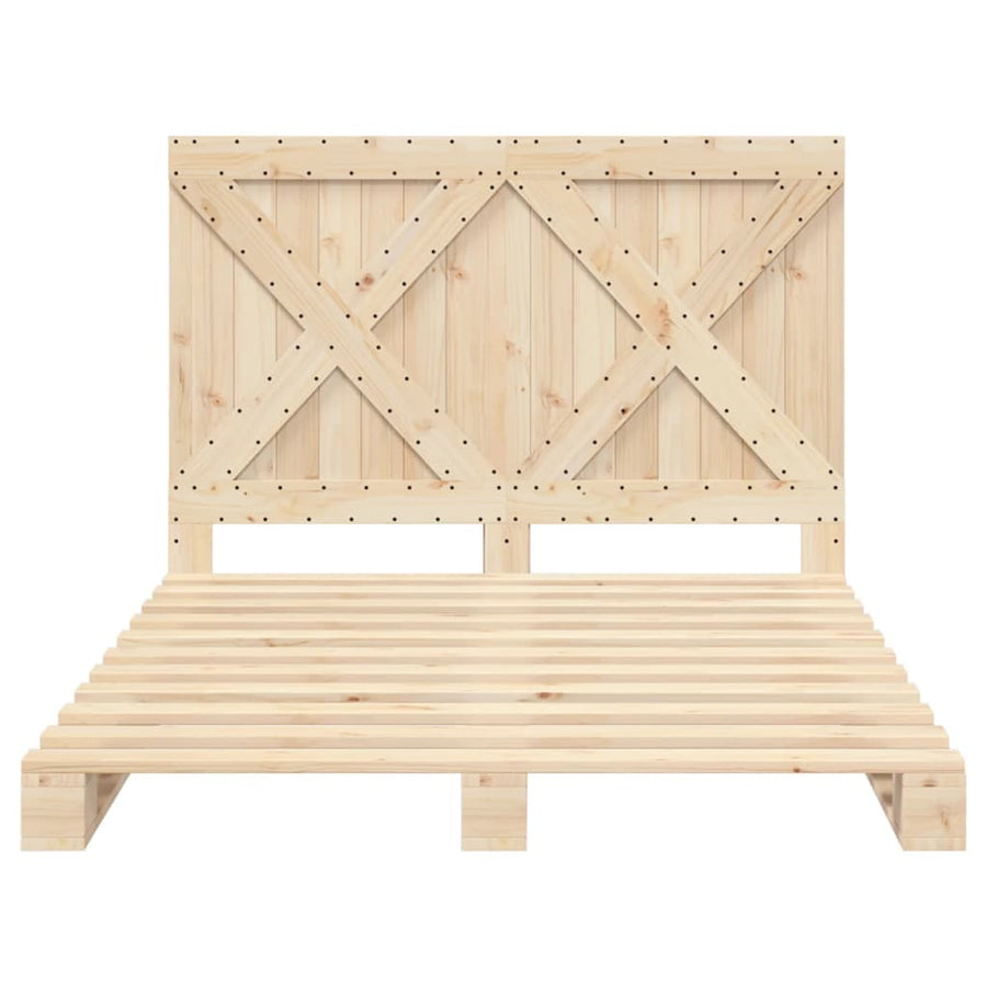 Bedframe met hoofdbord massief grenenhout wit 140x200 cm