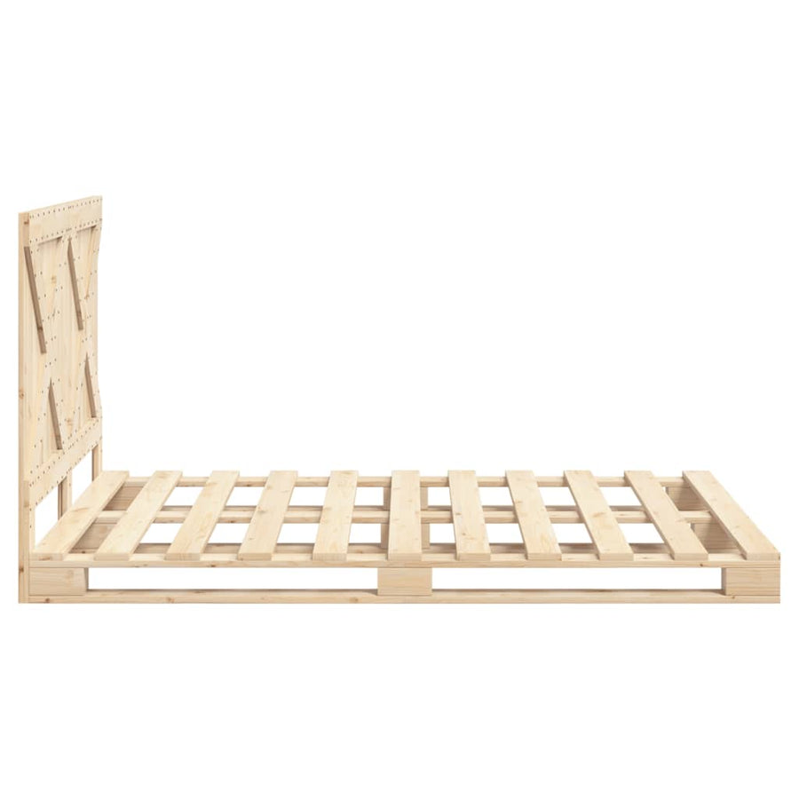 Bedframe met hoofdbord massief grenenhout wit 140x200 cm