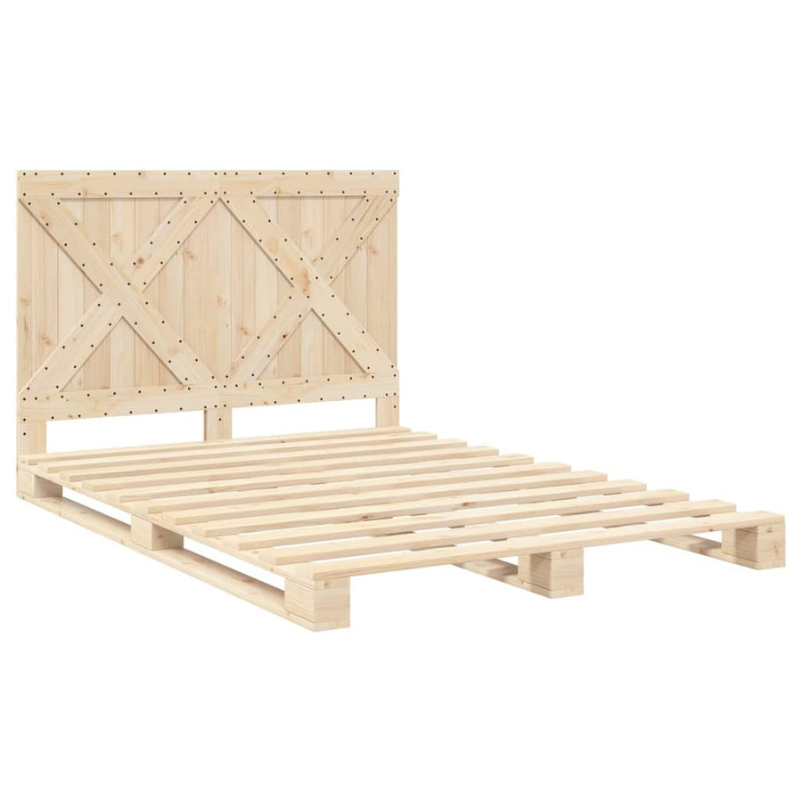 Bedframe met hoofdbord massief grenenhout 160x200 cm