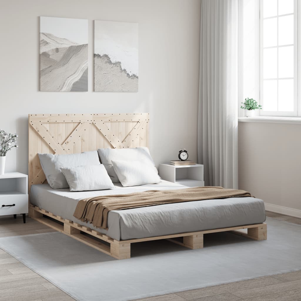Bedframe met hoofdbord massief grenenhout 160x200 cm