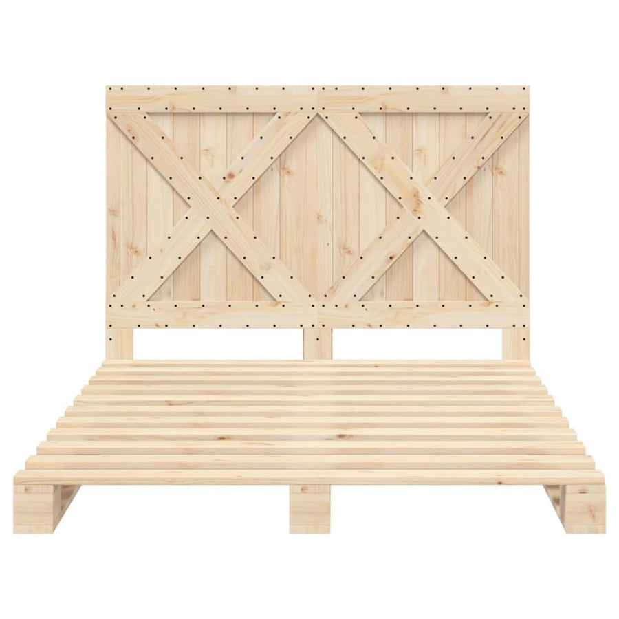 Bedframe met hoofdbord massief grenenhout 160x200 cm