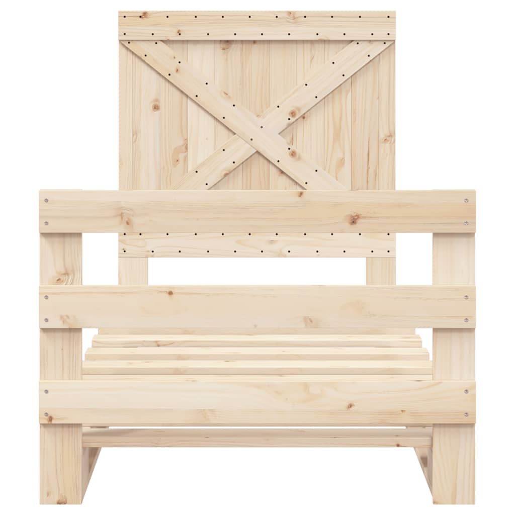 Bedframe met hoofdbord massief grenenhout 90x200 cm