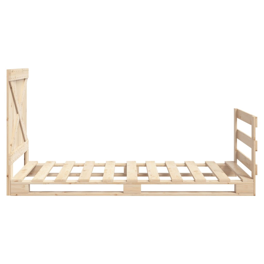 Bedframe met hoofdbord massief grenenhout 90x200 cm