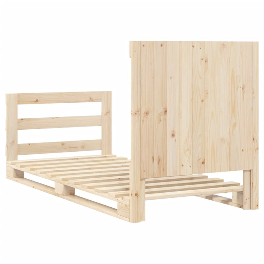 Bedframe met hoofdbord massief grenenhout 90x200 cm