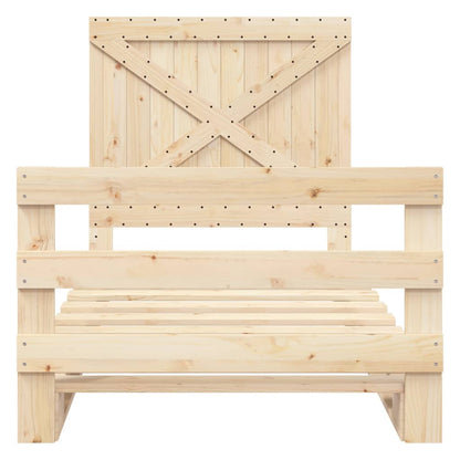 Bedframe met hoofdbord massief grenenhout 100x200 cm