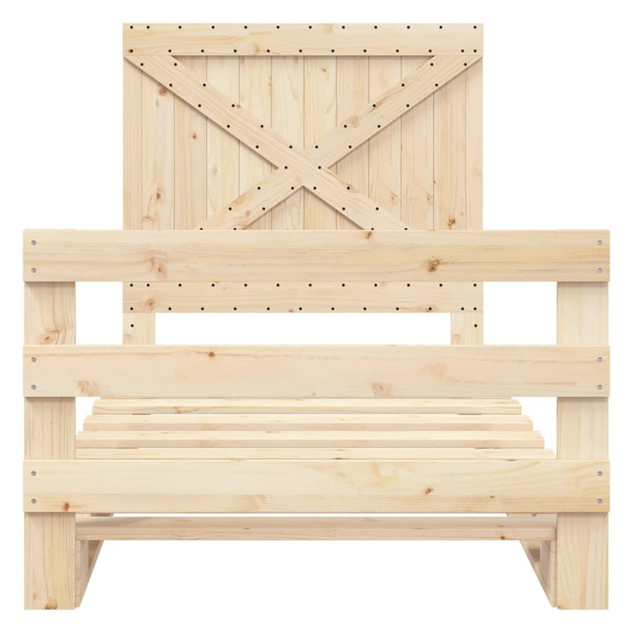 Bedframe met hoofdbord massief grenenhout 100x200 cm