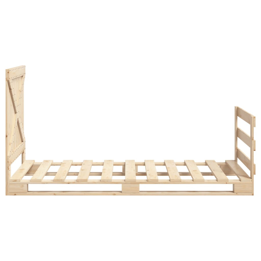 Bedframe met hoofdbord massief grenenhout 100x200 cm