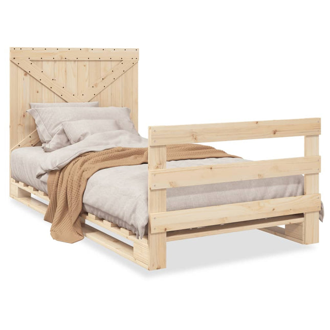 Bedframe met hoofdbord massief grenenhout 100x200 cm