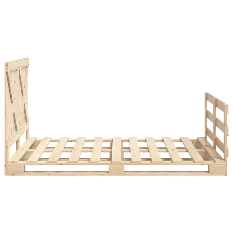 Bedframe met hoofdbord massief grenenhout wit 140x200 cm