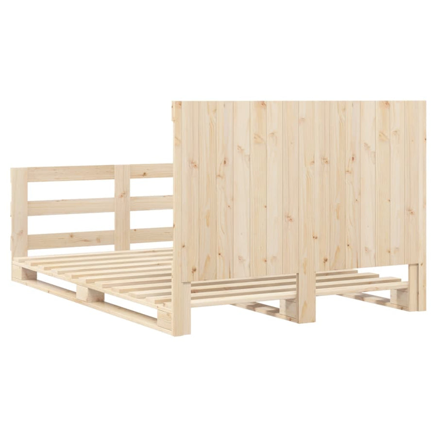 Bedframe met hoofdbord massief grenenhout wit 140x200 cm