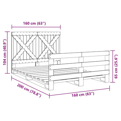 Bedframe met hoofdbord massief grenenhout 160x200 cm