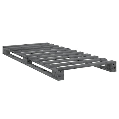 Bedframe Met Hoofdbord Massief Grenenhout Grijs 90X200 Cm Wit
