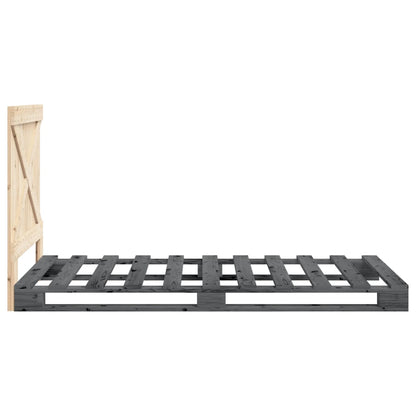 Bedframe Met Hoofdbord Massief Grenenhout Grijs 90X200 Cm Wit
