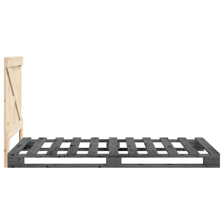 Bedframe Met Hoofdbord Massief Grenenhout Grijs 90X200 Cm Wit