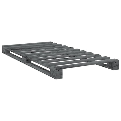 Bedframe Met Hoofdbord Massief Grenenhout Grijs 100X200 Cm