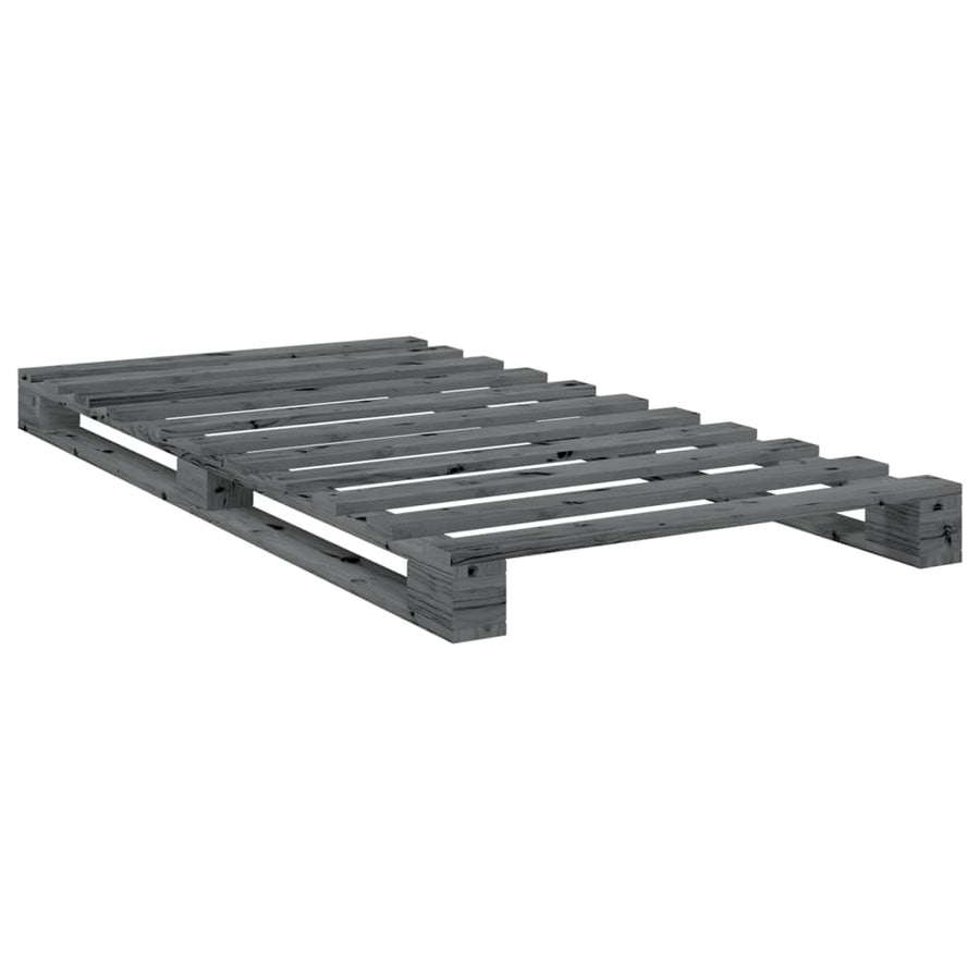 Bedframe Met Hoofdbord Massief Grenenhout Grijs 100X200 Cm