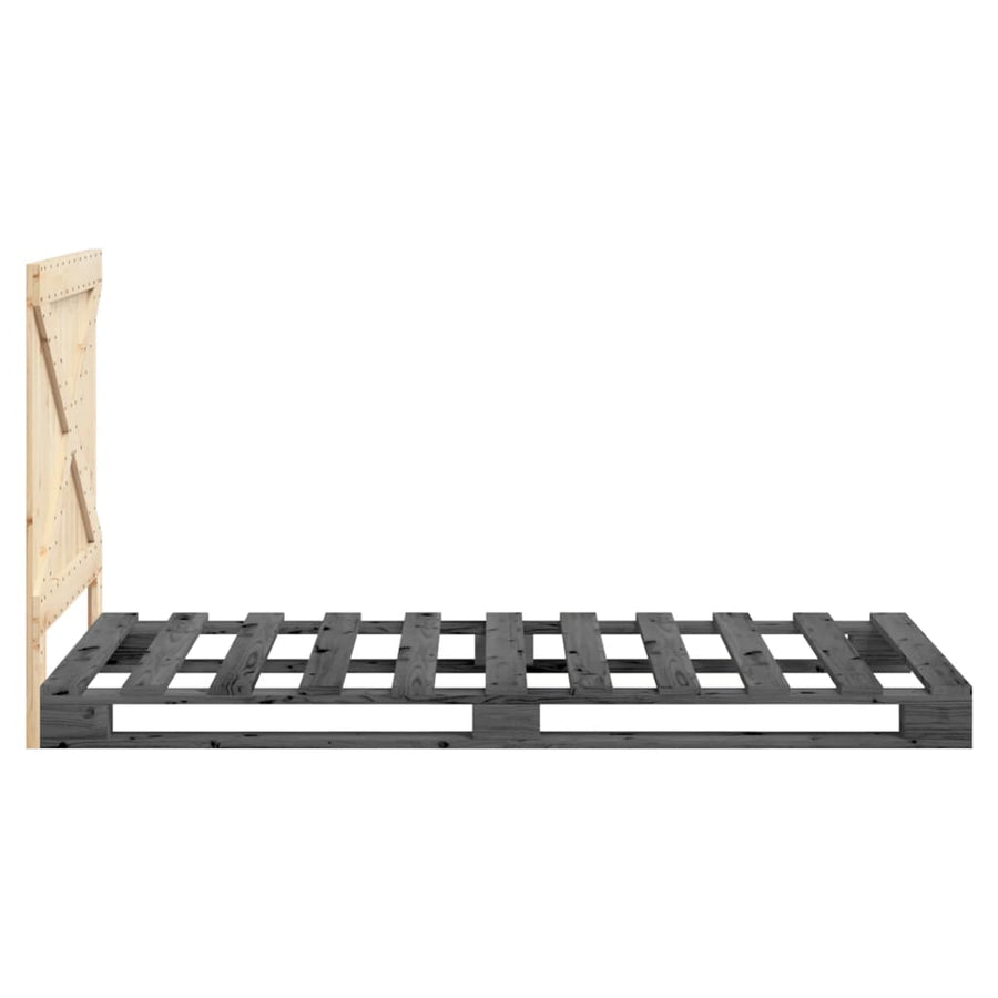 Bedframe Met Hoofdbord Massief Grenenhout Grijs 100X200 Cm