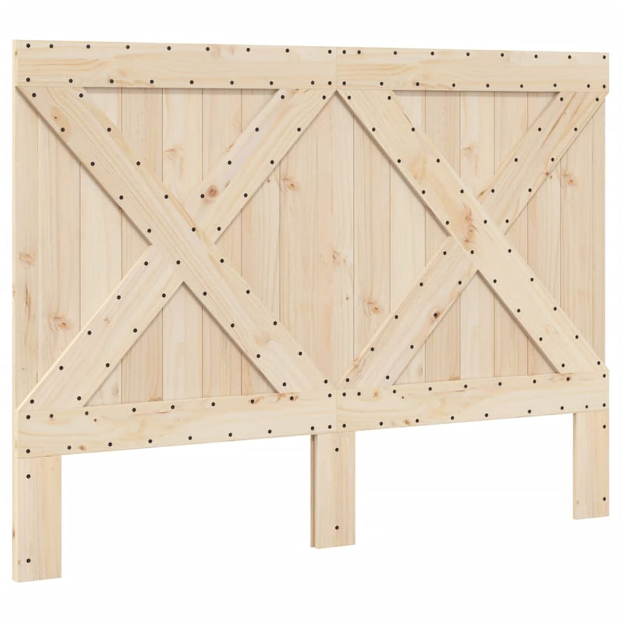 Bedframe met hoofdbord massief grenenhout grijs 140x200 cm