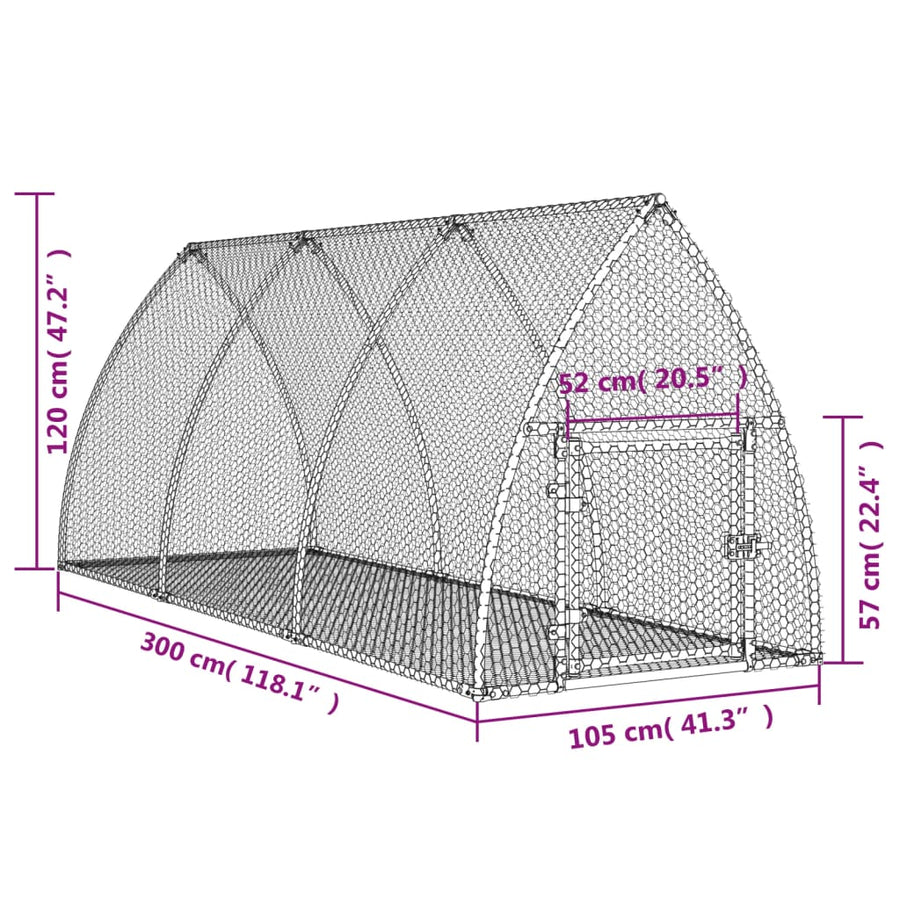 Konijnenkooi 300X105X120 Cm Gegalvaniseerd Staal Zilverkleurig Donkerbruin