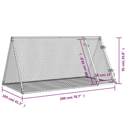 Konijnenkooi 200X105X91 Cm Gegalvaniseerd Staal Zilverkleurig Donkerbruin