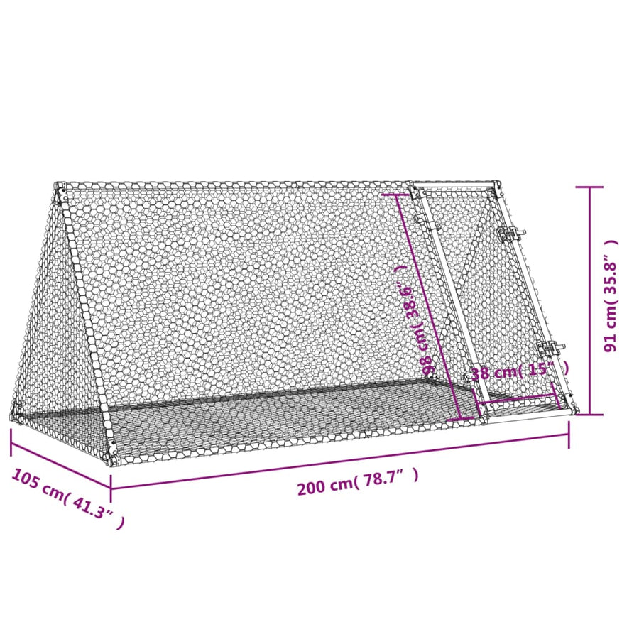 Konijnenkooi 200X105X91 Cm Gegalvaniseerd Staal Zilverkleurig Donkerbruin