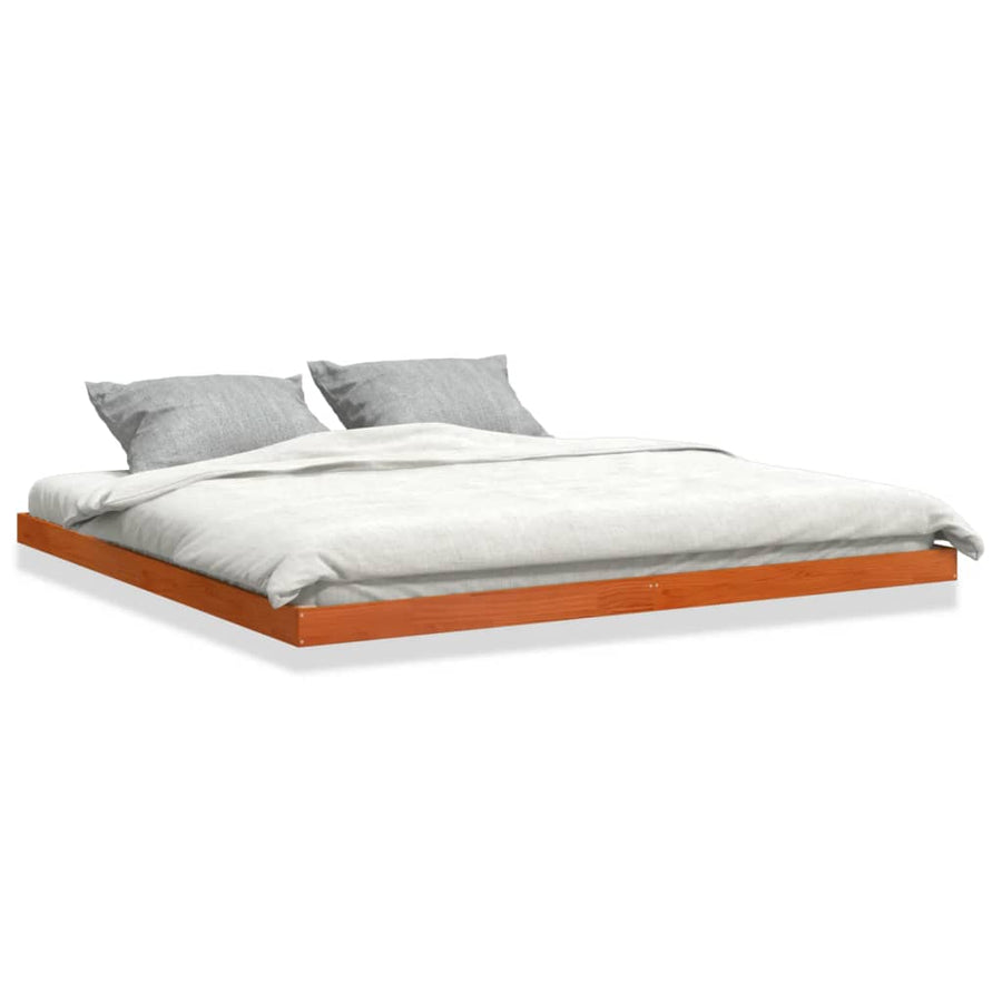 Bedframe massief grenenhout wasbruin 200x200 cm