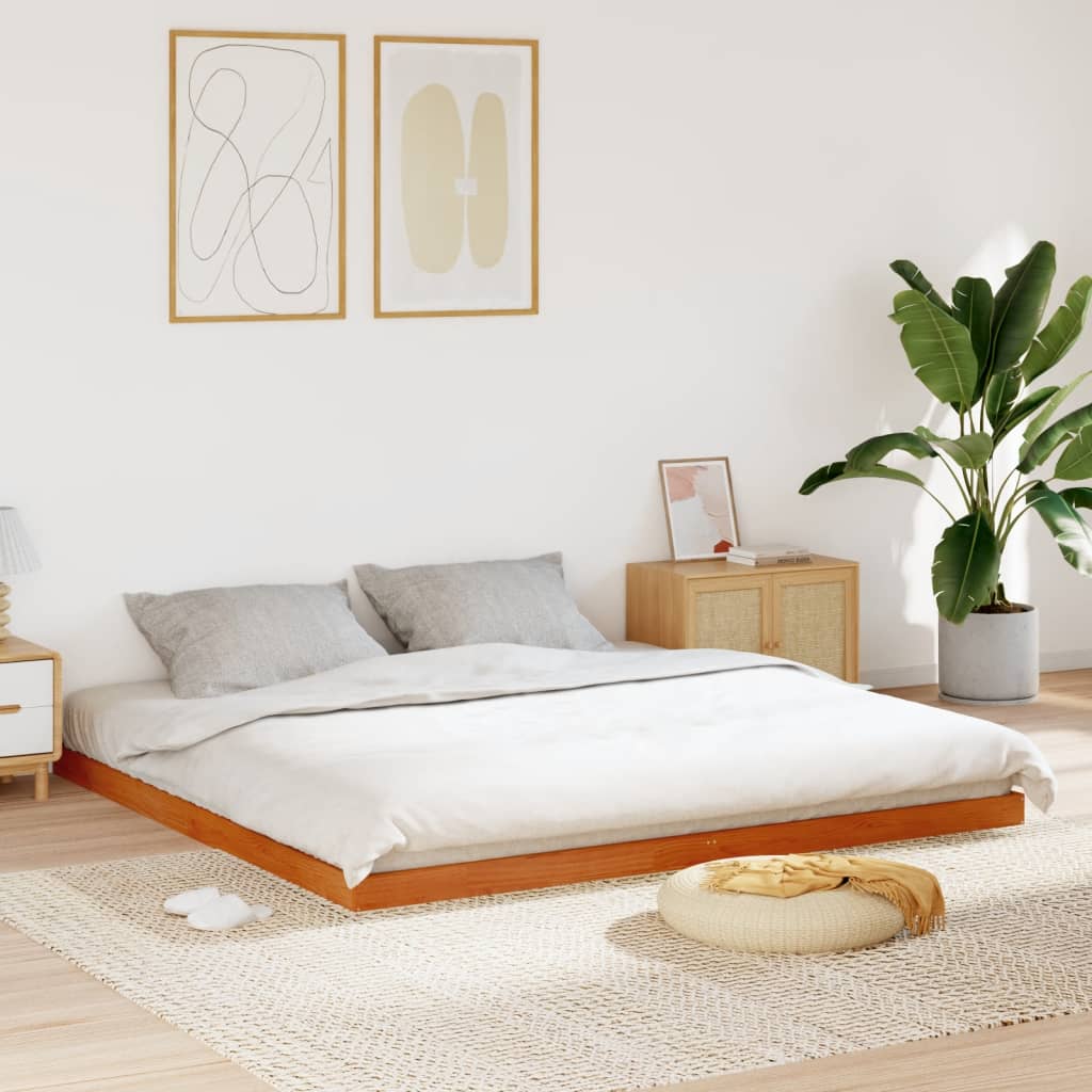 Bedframe massief grenenhout wasbruin 180x200 cm