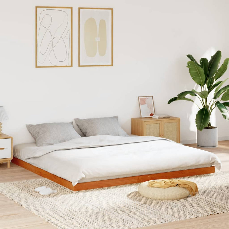 Bedframe massief grenenhout wasbruin 180x200 cm